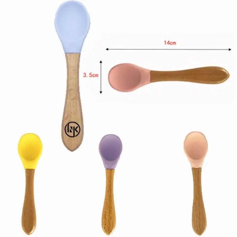 Baby Silicone Wooden Training Spoon
