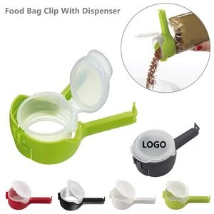 Food Bag Dispenser With Sealing Clip Pour Spout And Buckle Design 1