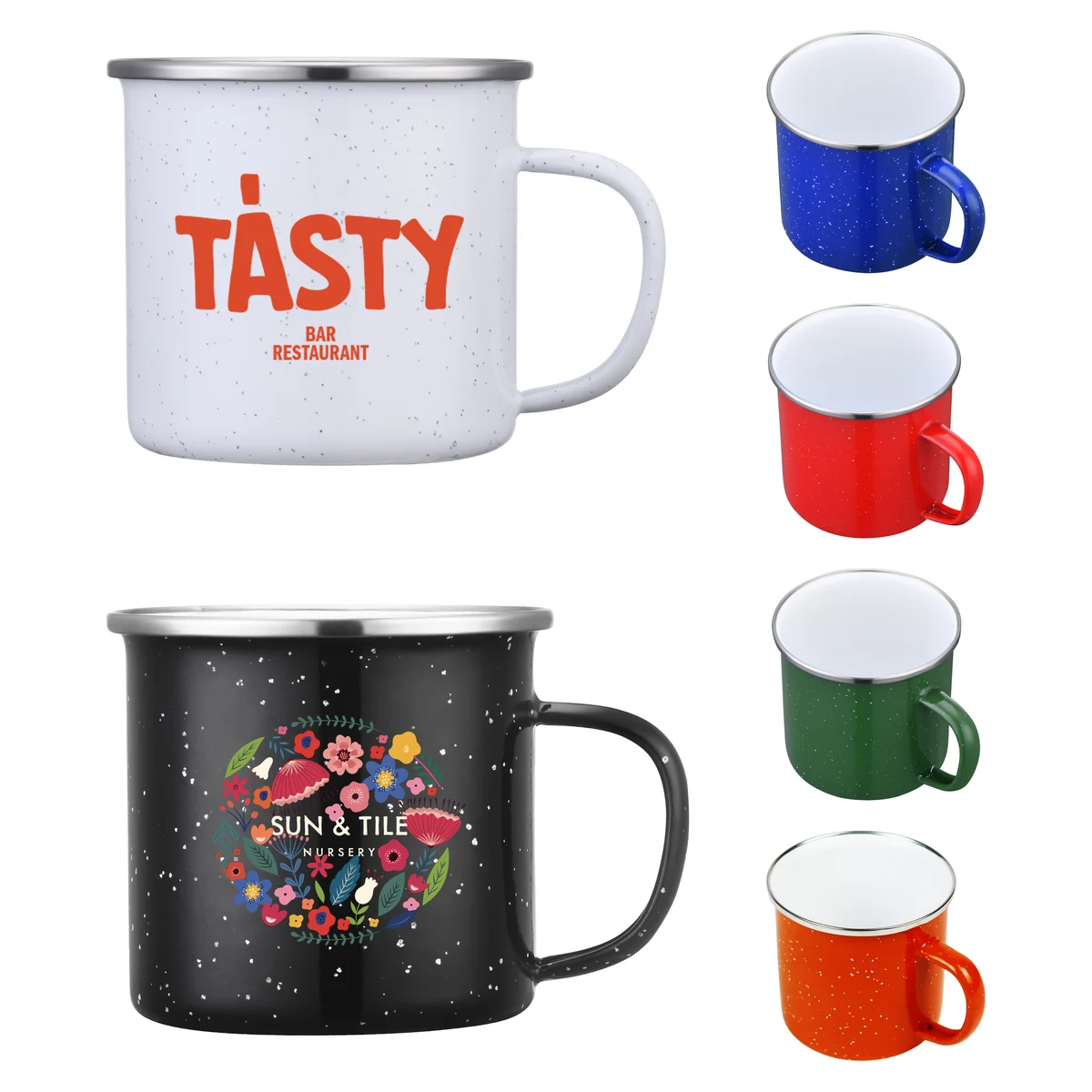 16 Oz. Enamel Mug with Stainless Steel Rim 1