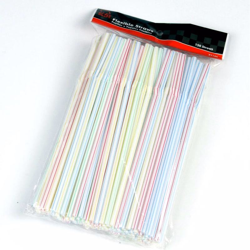 Flexible Straws - 150 Pack Plastic