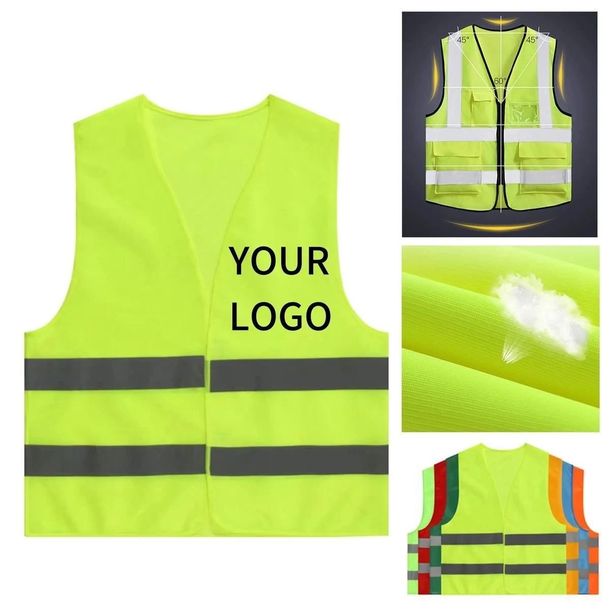 Lightweight Reflective Vest with Silkscreen Logo Area 1