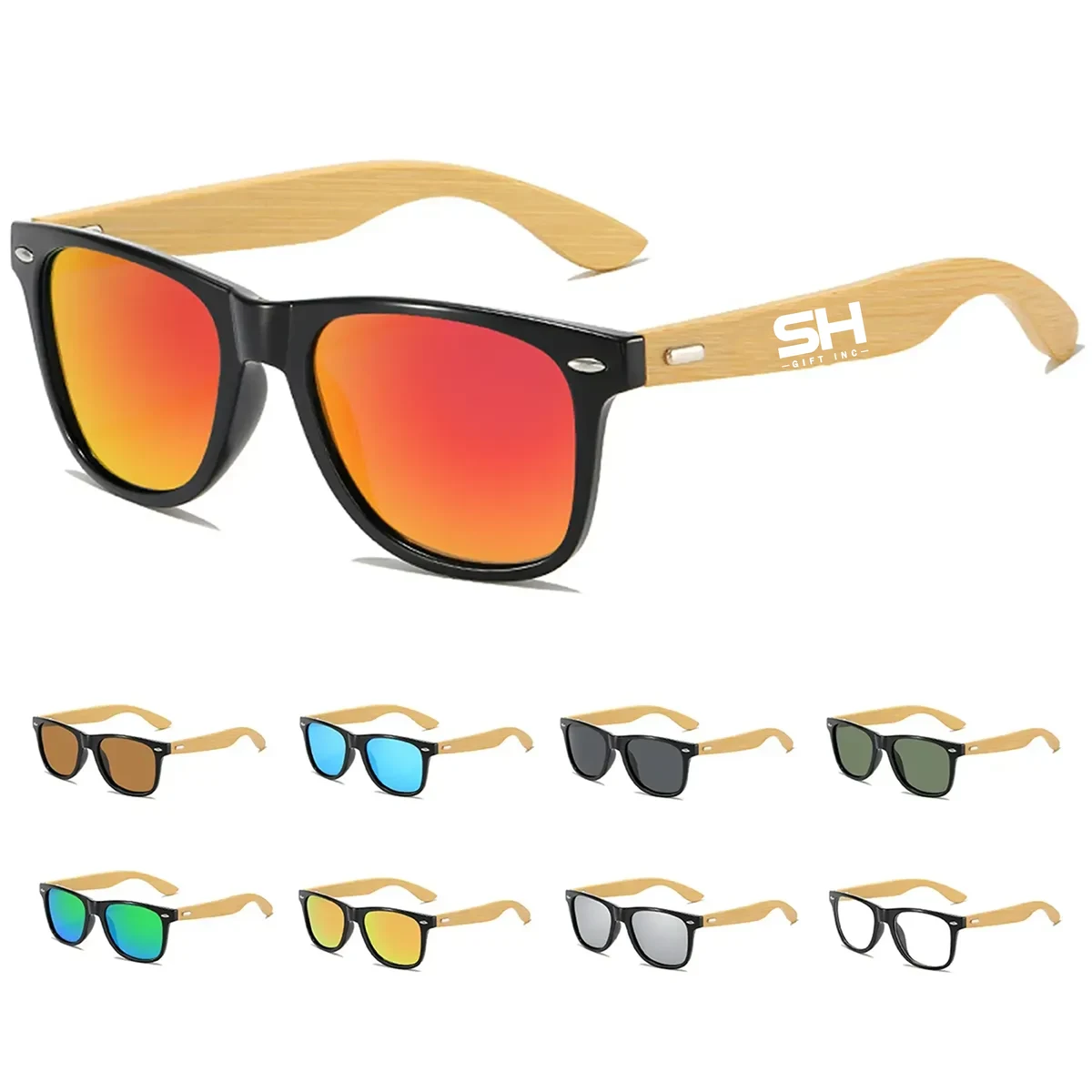 Unisex Design Bamboo Wood Arms Sunglasses 1