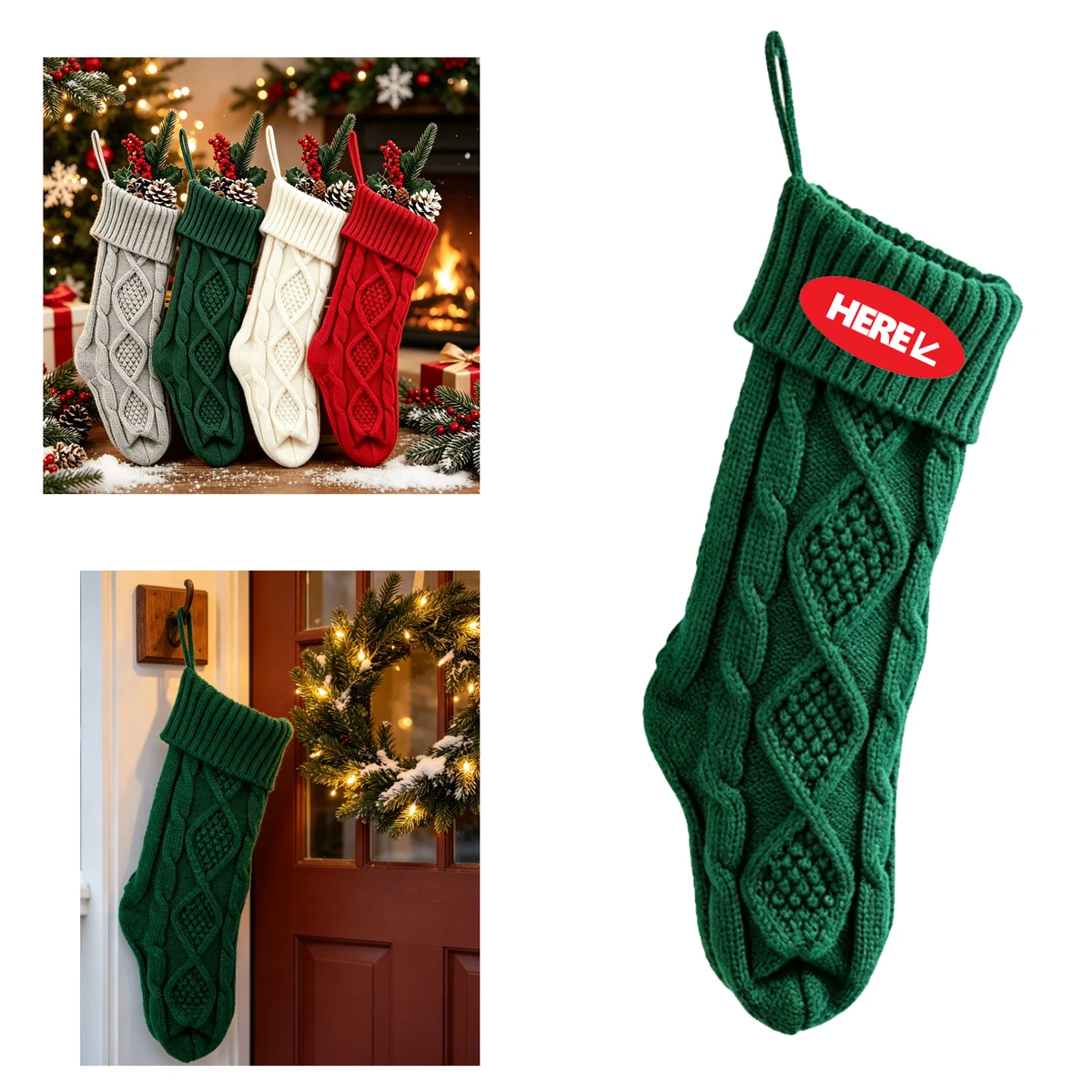 Knitted Holiday Christmas Stocking 1