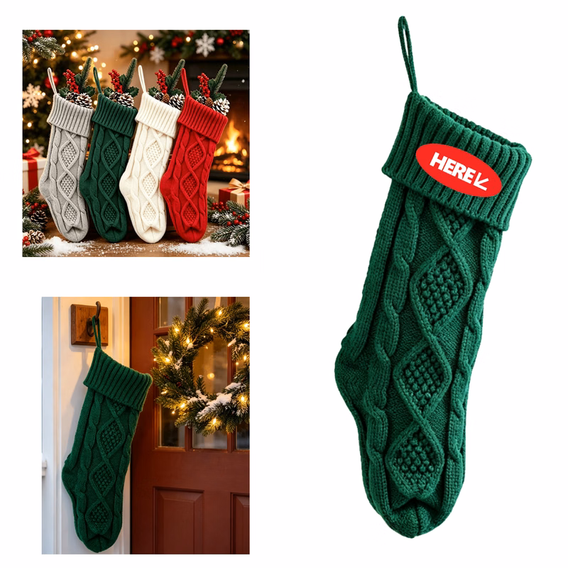 Knitted Holiday Christmas Stocking