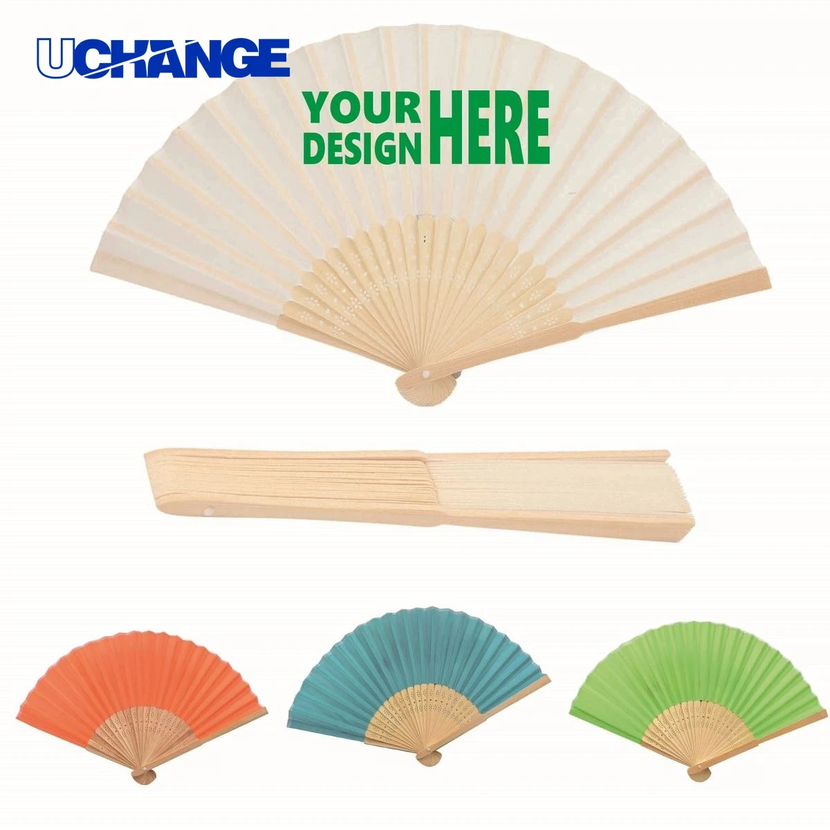 Fabric Bamboo Folding Hand Fan Tool 1