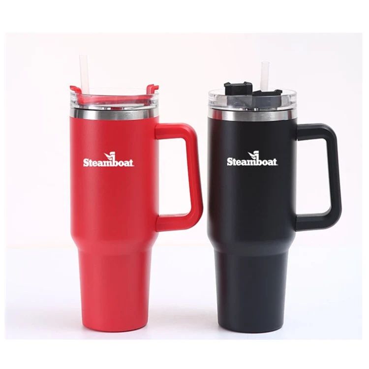 40 Oz Tumbler With Handle Stainless Steel Cups W/Straw & Lid 1