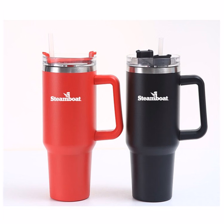 40 Oz Tumbler With Handle Stainless Steel Cups W/Straw & Lid