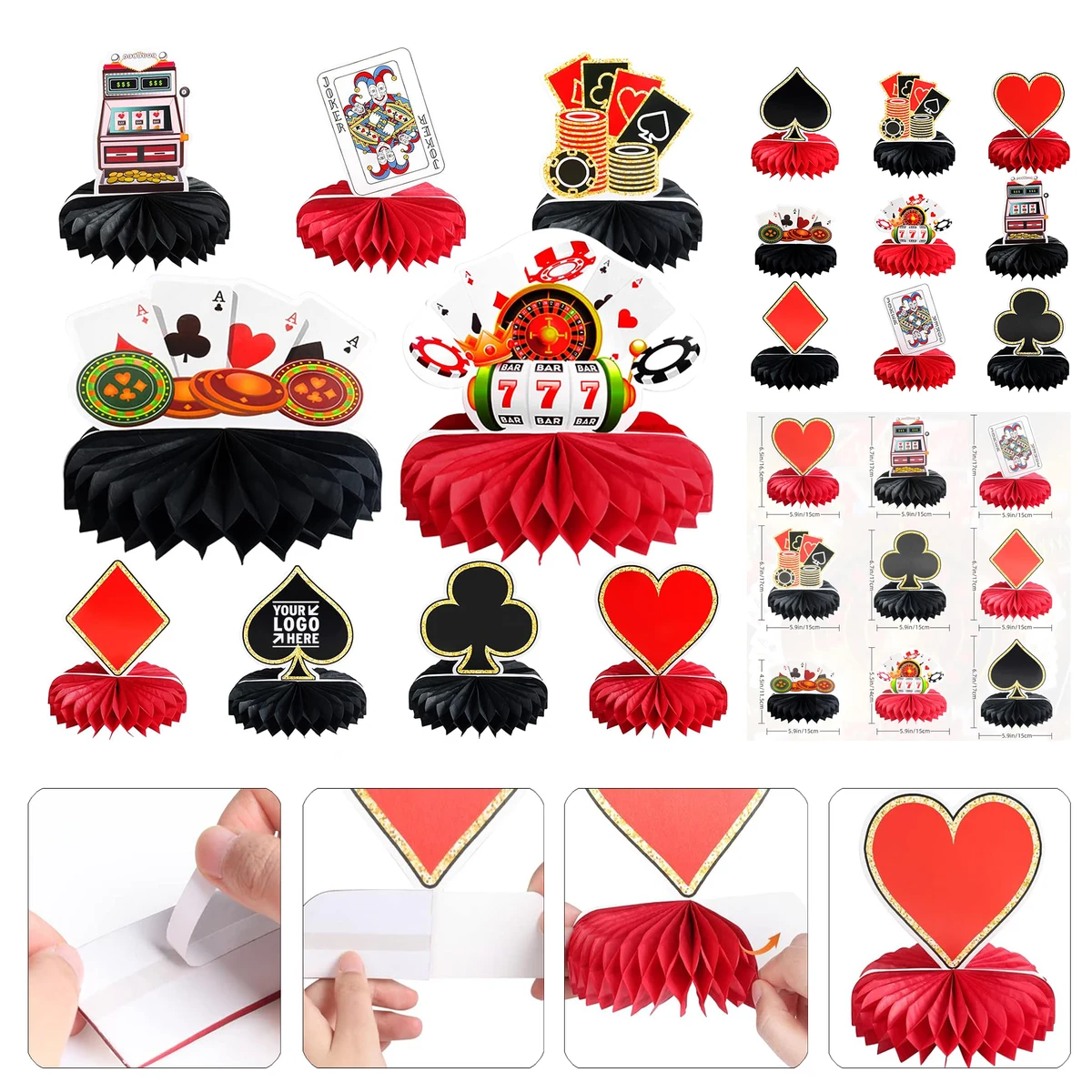 Casino Theme Party Decorations 3D Honeycomb Table Centerpieces Game Night Adult Favor 1