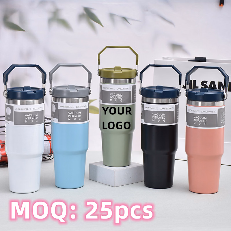 30oz. Stainless Steel Insulated Mug/Tumbler with Handle