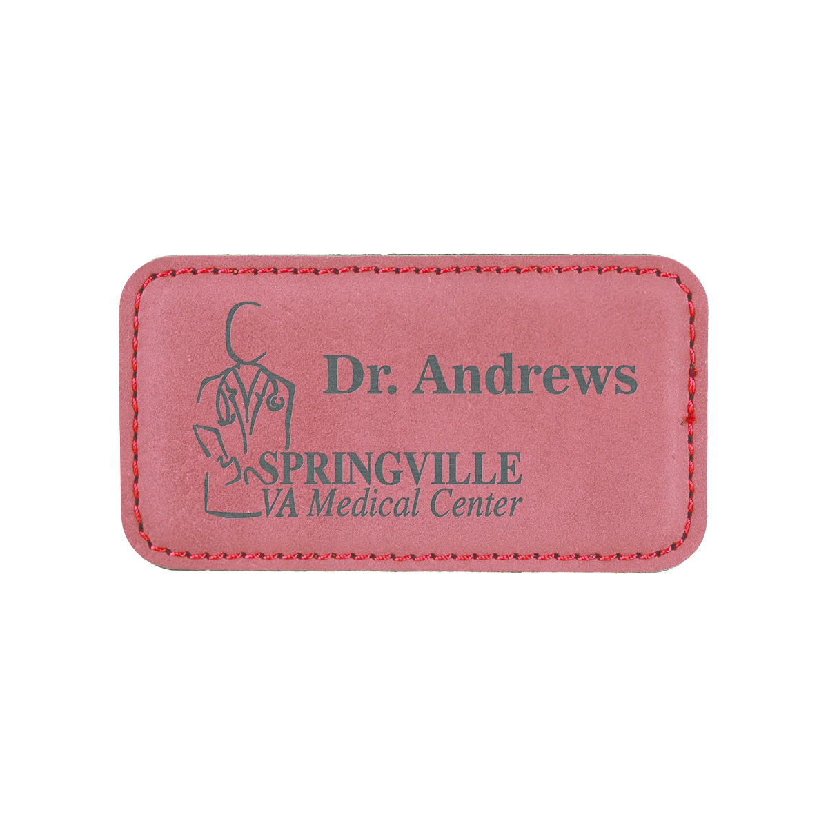 3 1/4" x 1 3/4" Rose Leatherette Badge w/ Magnet 1