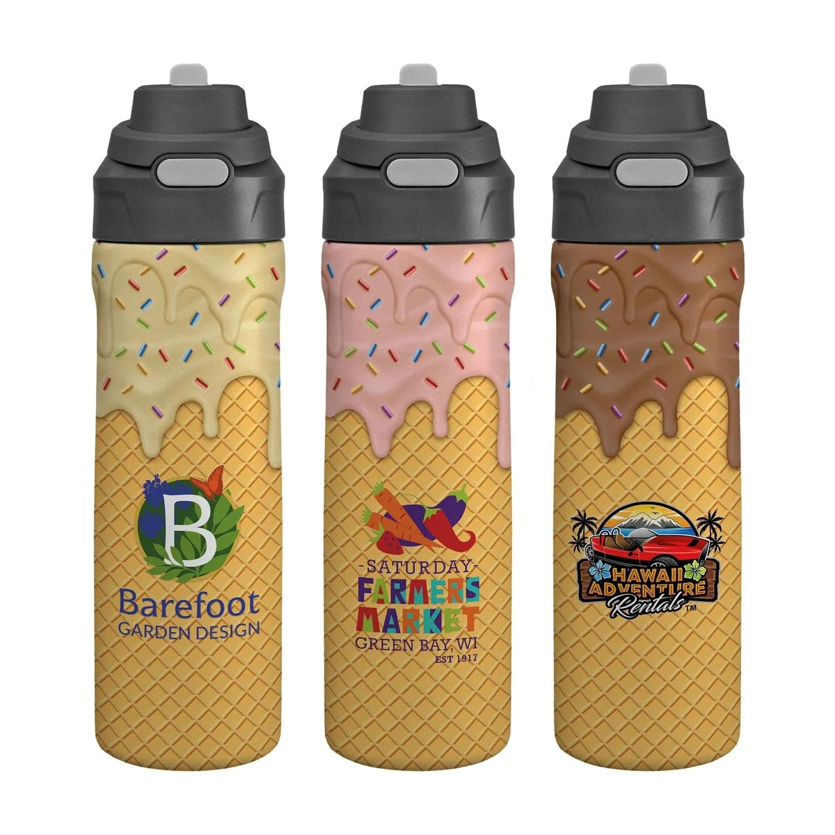 Pop Up 24 Oz. Recycled Ice Cream Bottle, custom water bottle with logo imprint 1