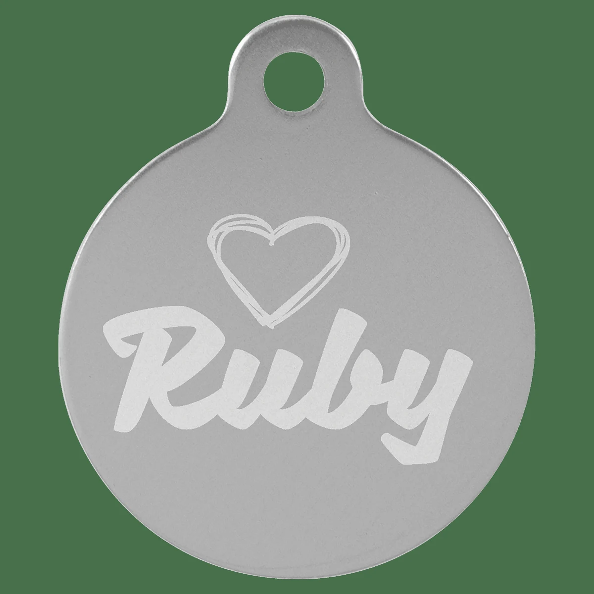 1 1/4" Silver Anodized Aluminum Round Pet Tag with Tab 1