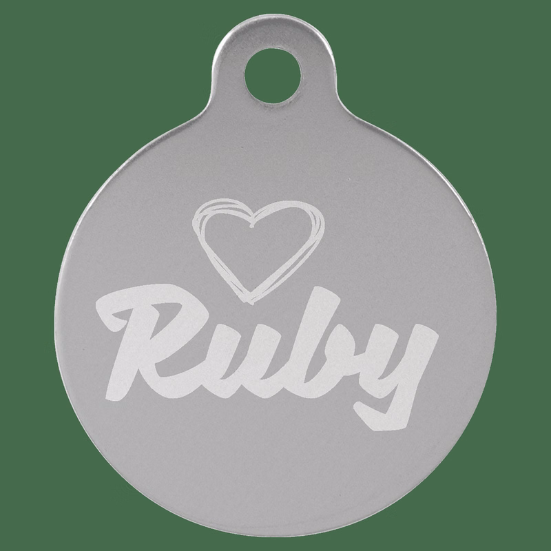 1 1/4" Silver Anodized Aluminum Round Pet Tag with Tab