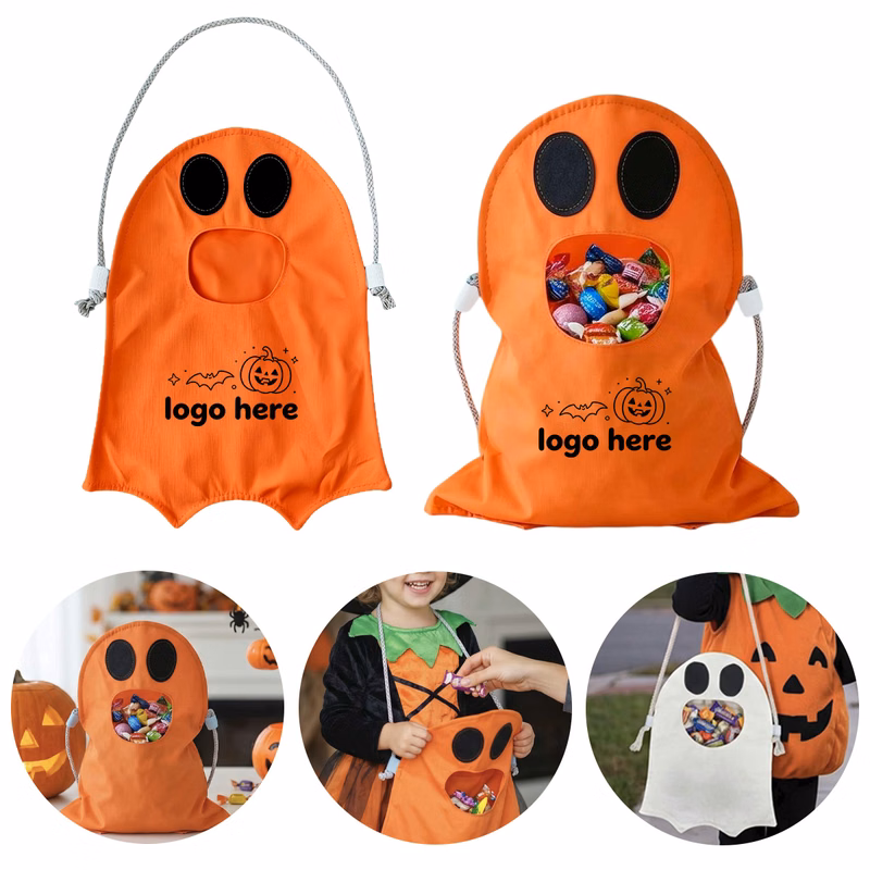 MOQ20 Halloween Ghost Trick Drawstring Candy Bags