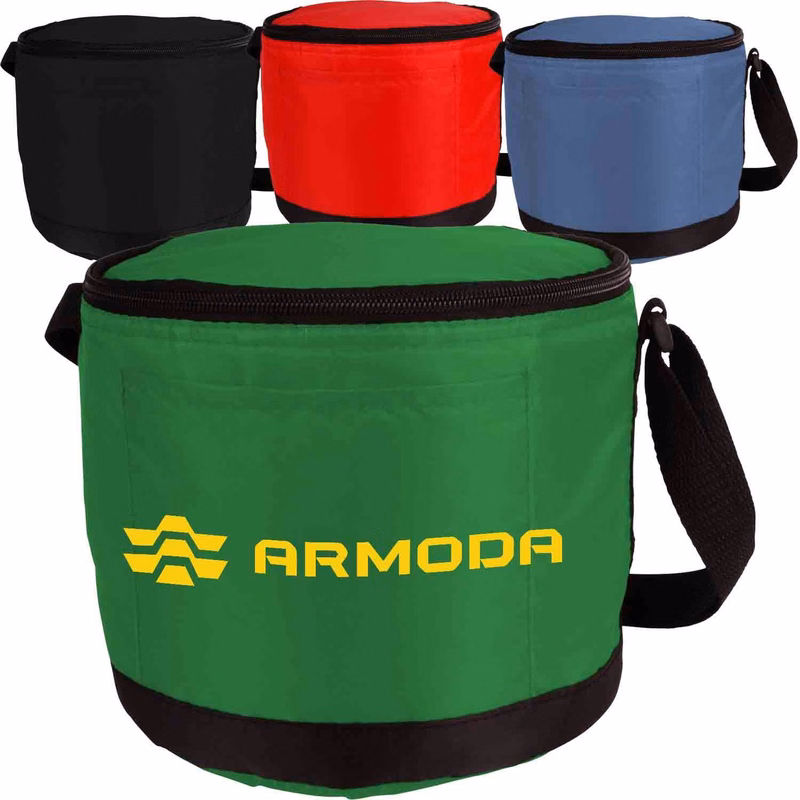Round Cooler 6-Can Foil Inner Lining Zipper Insulated Bag