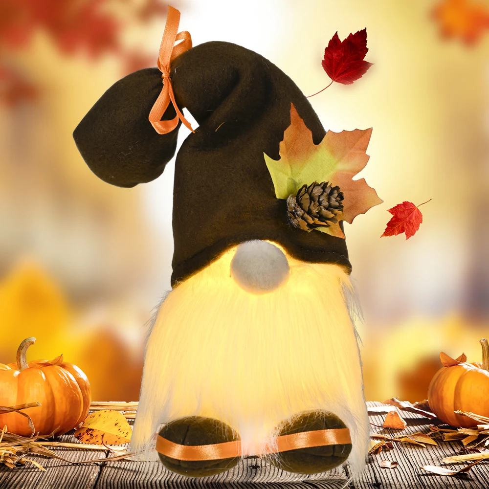 Thanks Giving Day Standing Gnome Elf with LED light 1