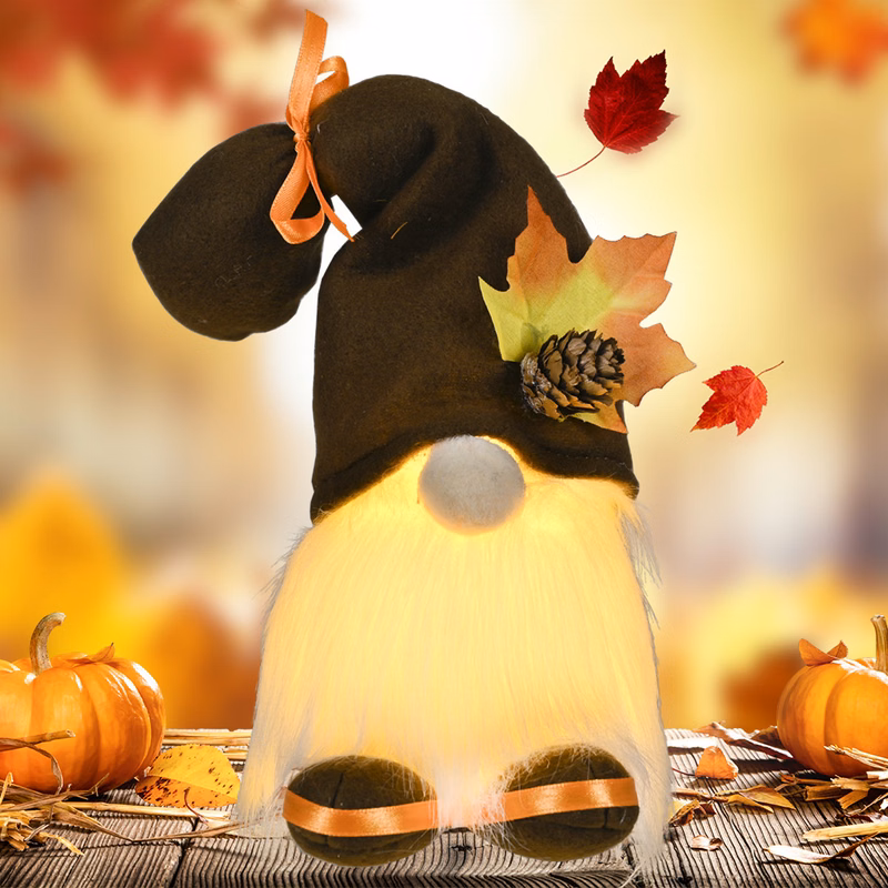 Thanks Giving Day Standing Gnome Elf with LED light