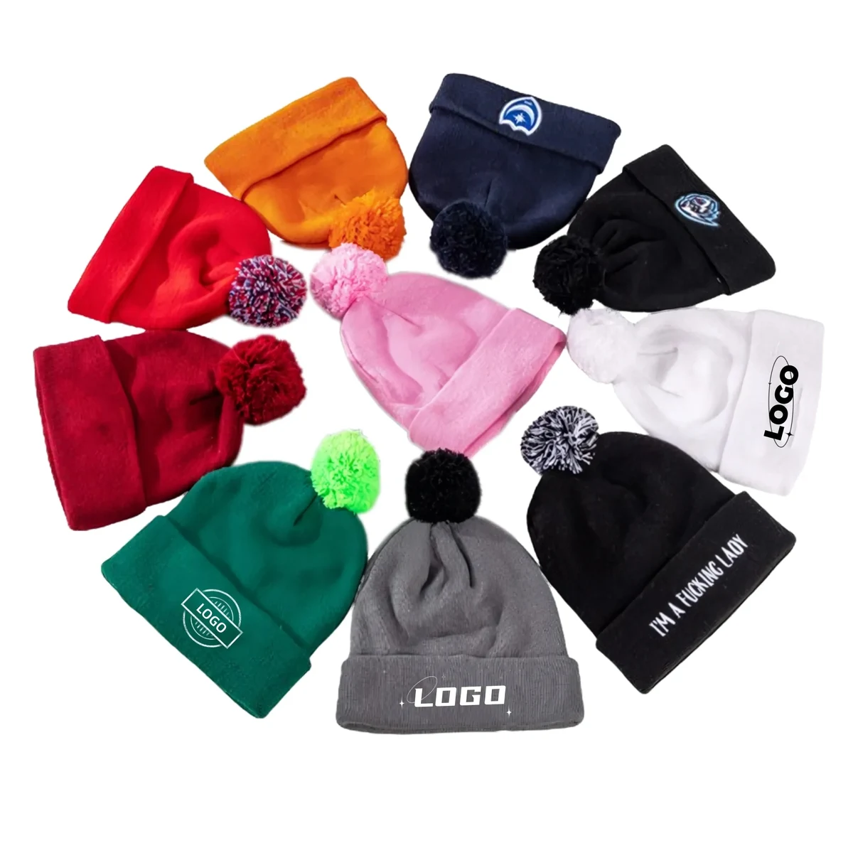Embroidered Knit Beanie Hat With Cuff 1