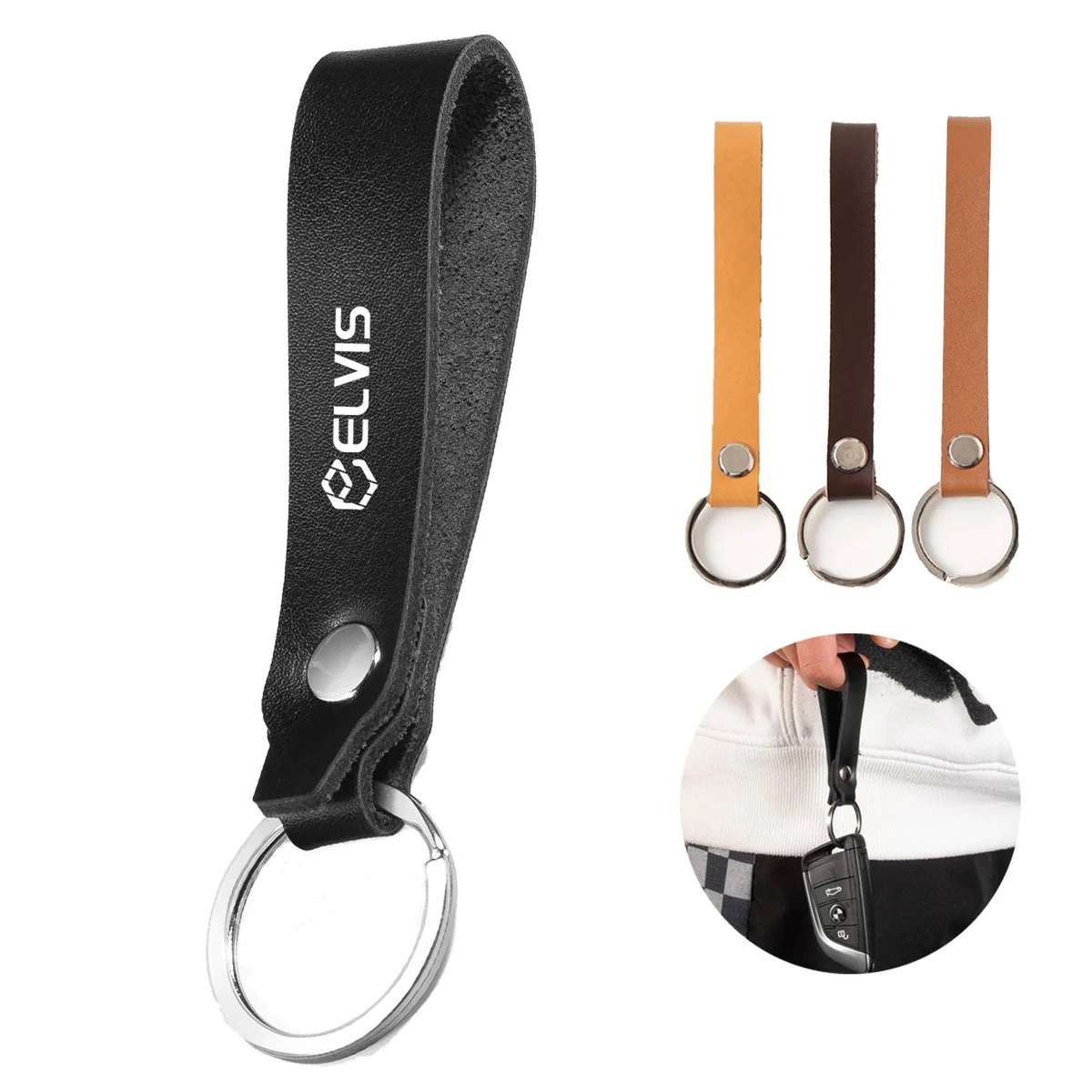 PU Leather Solid Color Minimalist Keychain 1