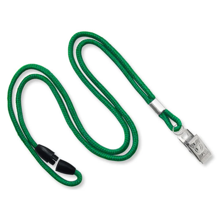1/8" Round Braid Cord Breakaway Blank Lanyard with Bulldog Clip 1