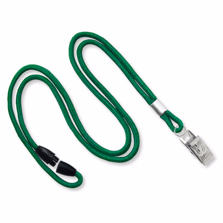 1/8" Round Braid Cord Breakaway Blank Lanyard with Bulldog Clip