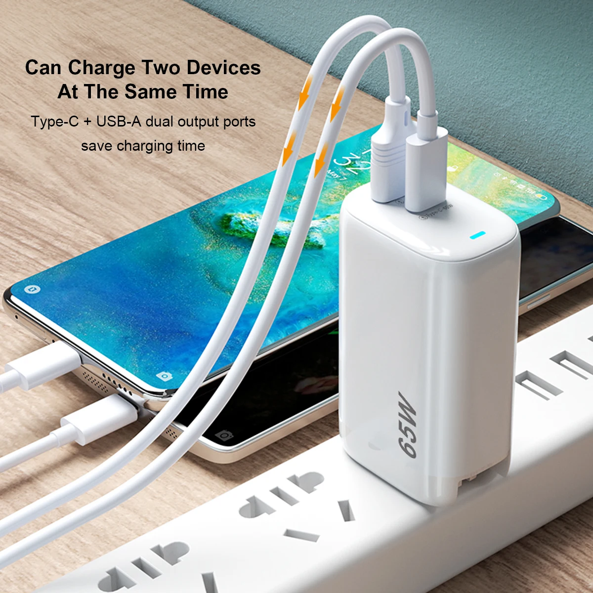 GaN 3-Port Power Adapter with Foldable Plug 1