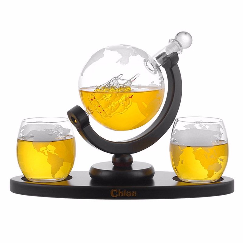 Whiskey Glass Globe Decanter Set