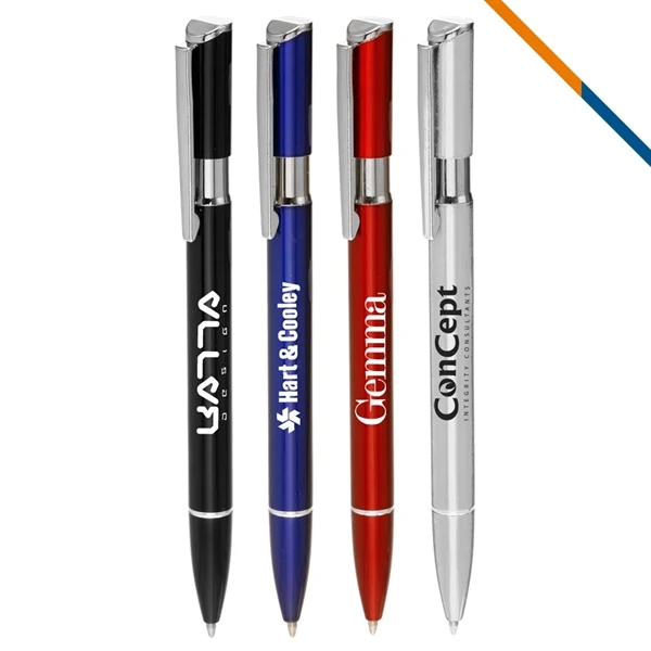 Custom 5.5" Metal Ballpoint Pen with Click Action & Silver Clip — Executive Giveaway 1