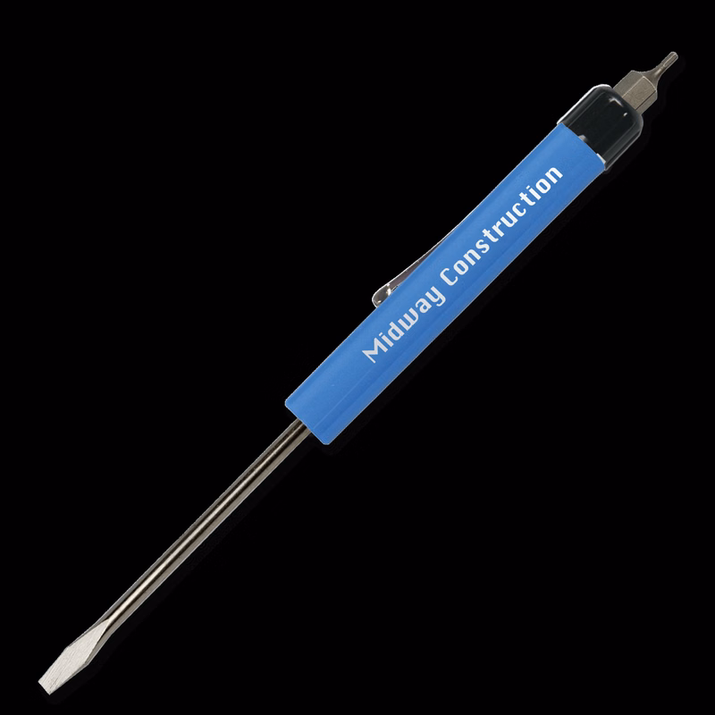 Pocket Screwdriver 1/8" Flat Tip Blade + Hex Bit Top