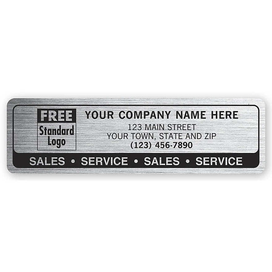 Sales Service Labels, Brushed Chrome Poly Film 1