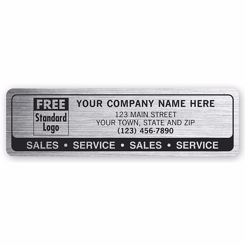 Sales Service Labels, Brushed Chrome Poly Film