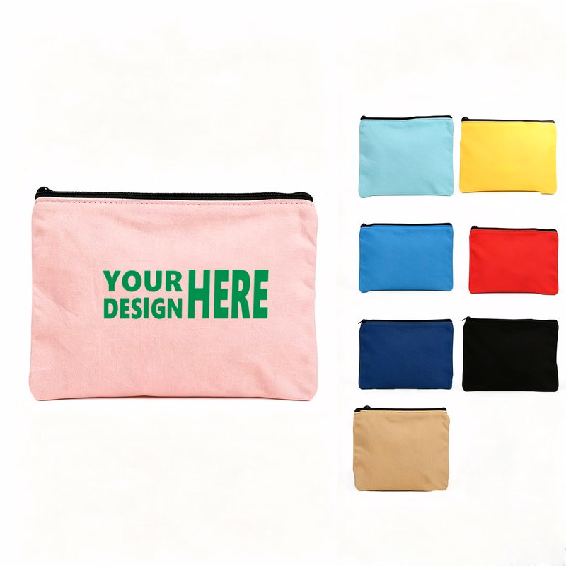 Blank Cotton Zipper Pouch for Travel Essentials & School