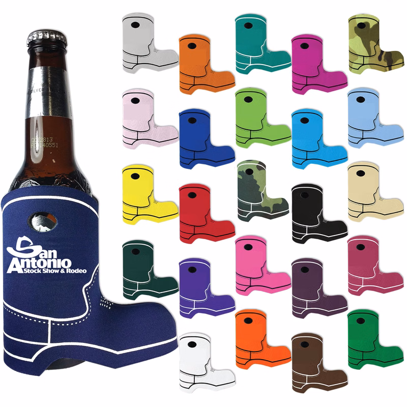 Cowboy Boot Shape Premium Foam Bottle Cooler-Screen Printed