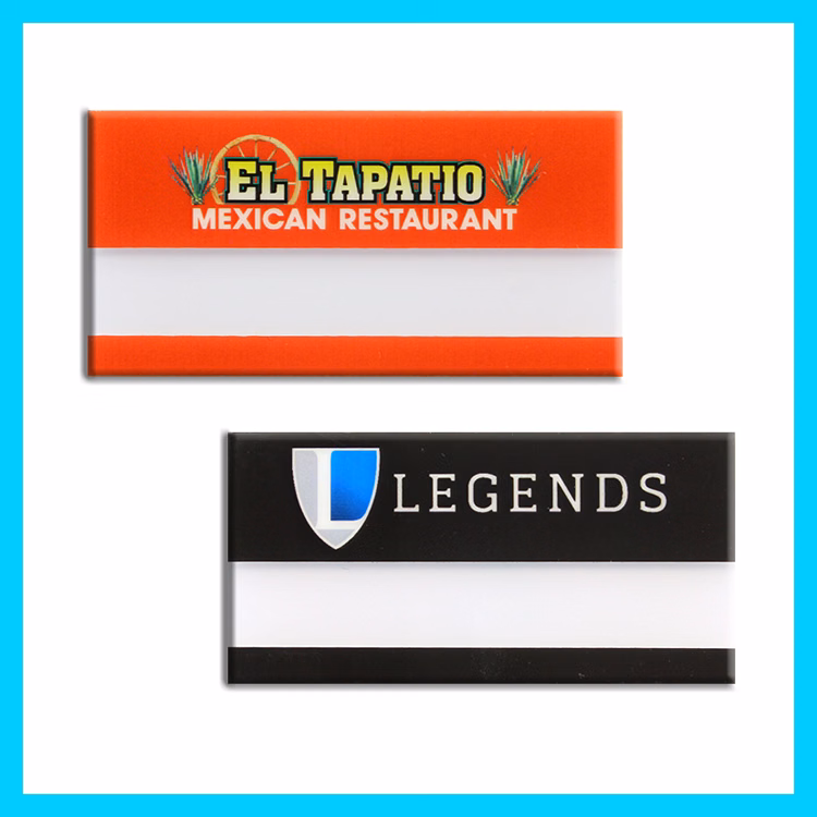 The Plato full color reusable name badge. 1.5"x3"