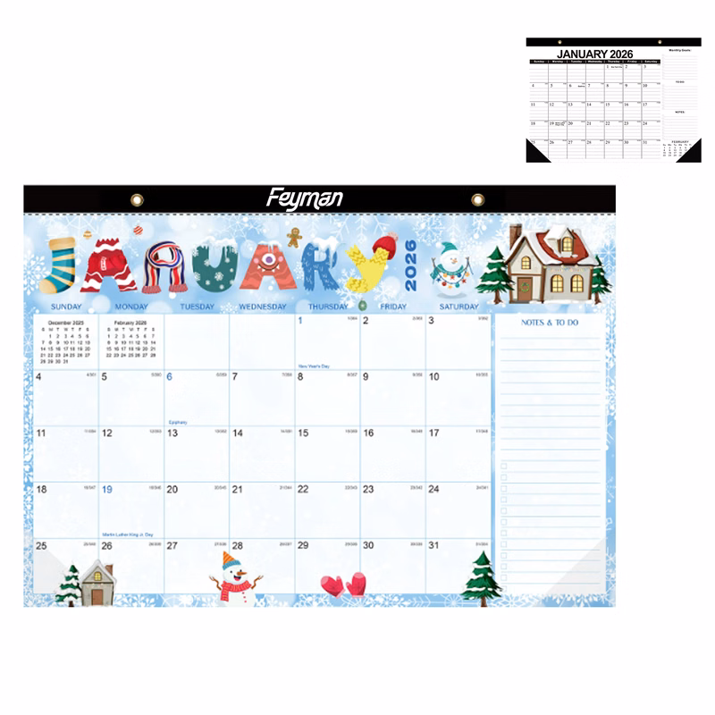2026 Thick Paper Monthly Wall Calendar