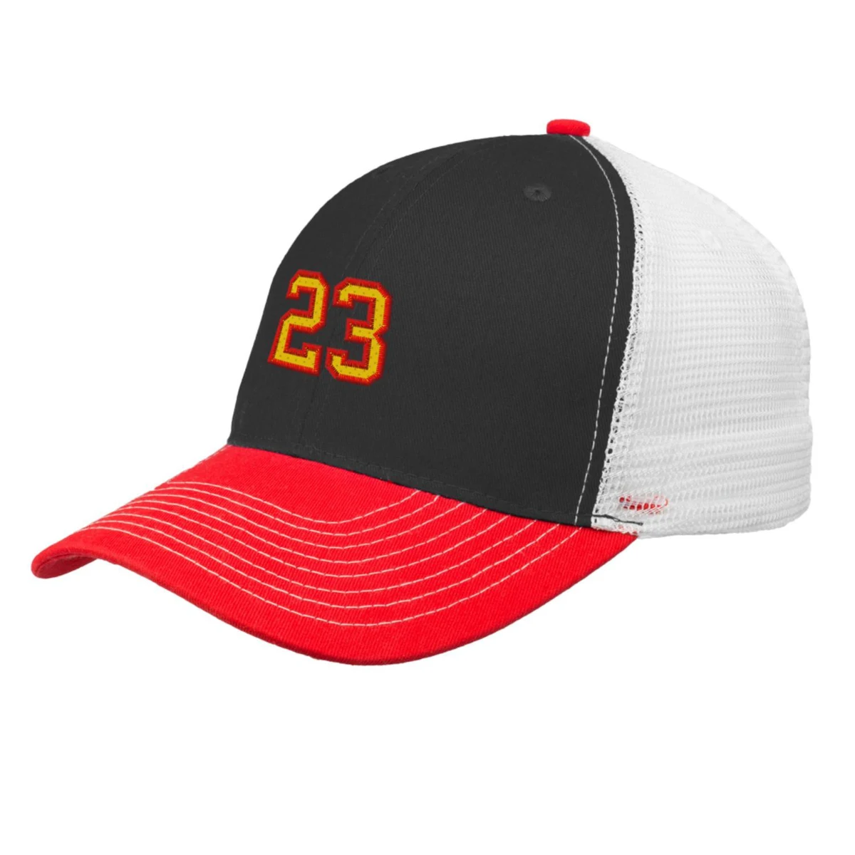 Cotton Tri-Color Caps with Mesh Back 1