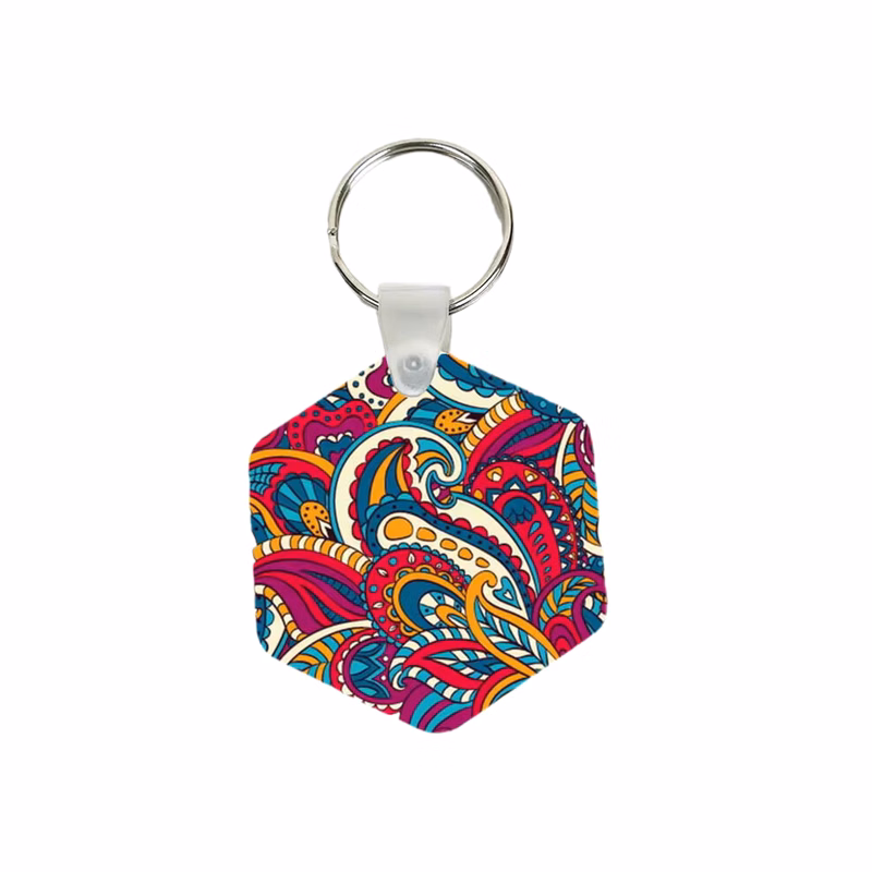 Hexagon Shape MDF Keychain