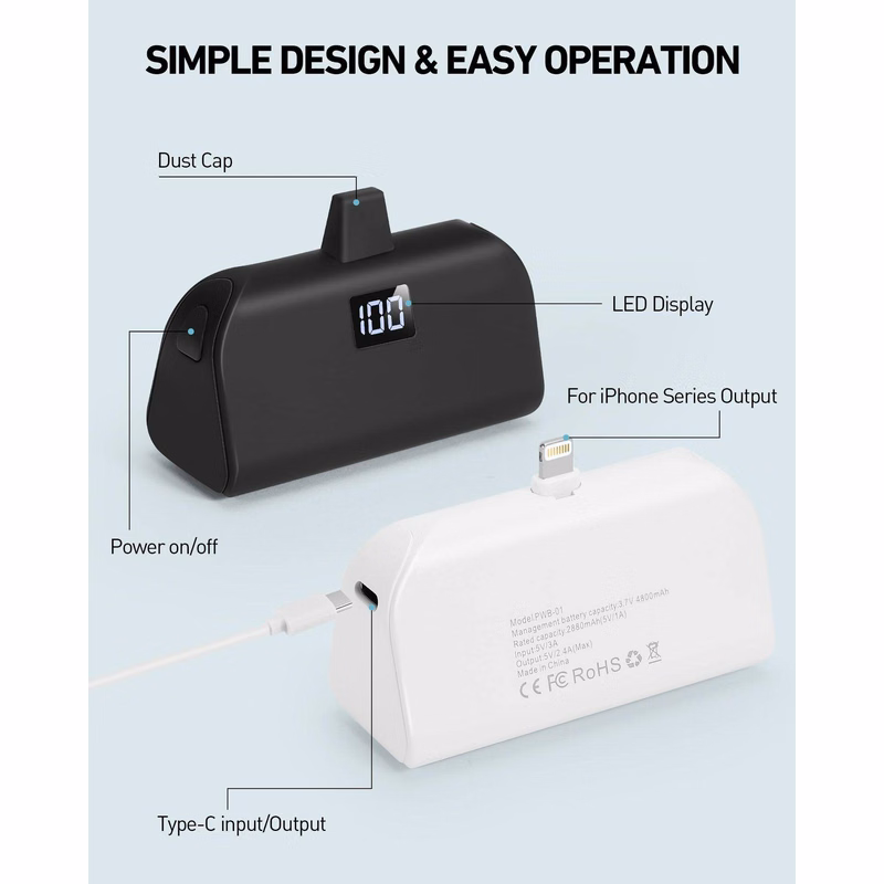 4800mAh Mini Power Bank Portable Charger iPhone