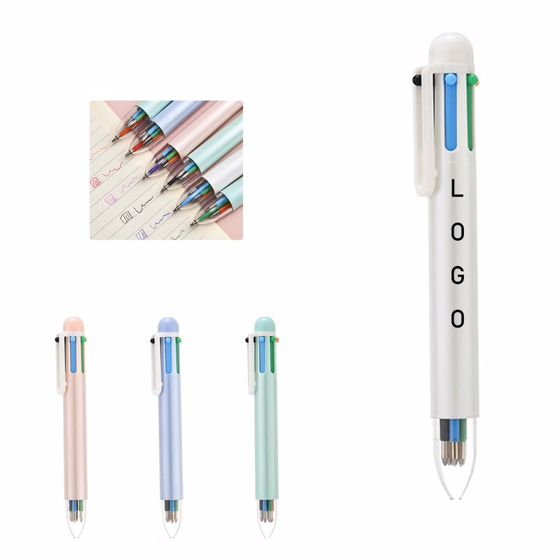 6-in-1 Multicolor Plunger-action Retractable Ballpoint Pen
