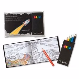 Custom Black Cover Adult Coloring Book & 6-Color Pencil Set To-Go