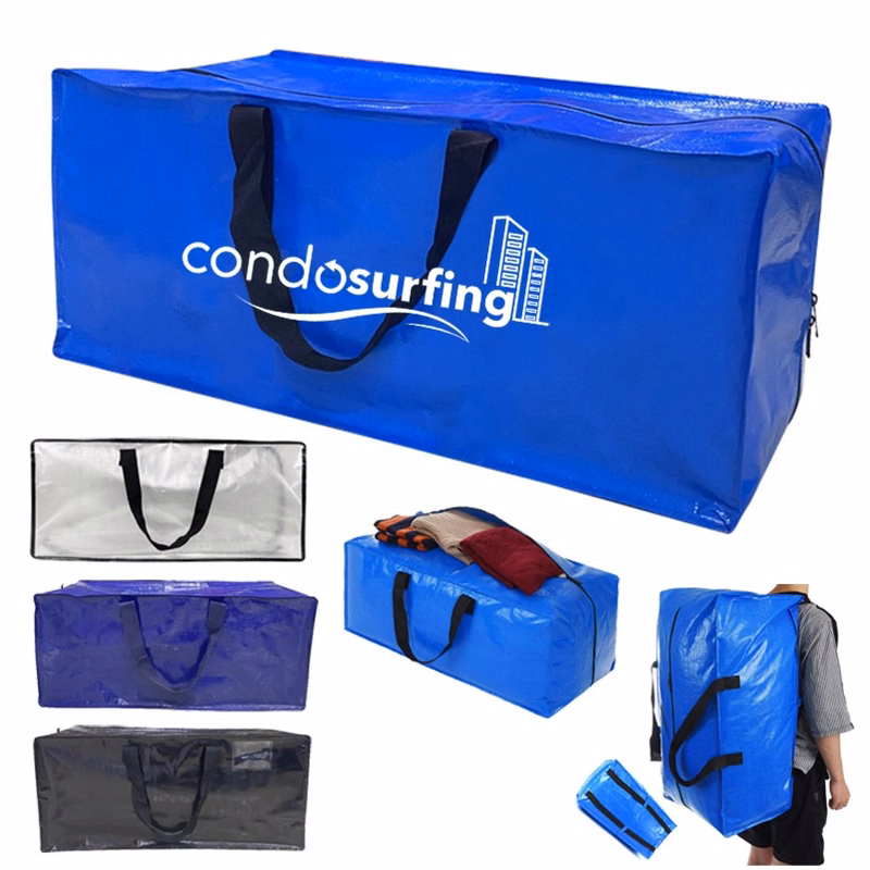Reusable Custom Printed Foldable Large Transparent Storage Bags Heavy Duty PP Woven Moving Bags
