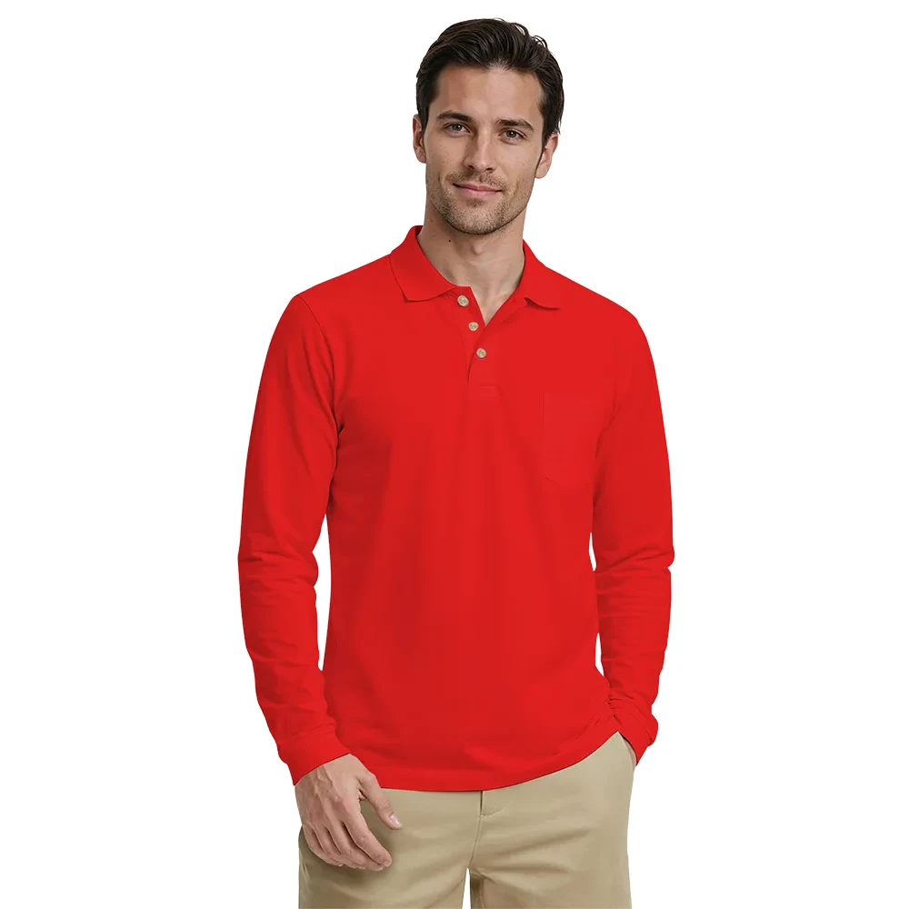 Adult Superblend L/S Pocketed Polo 1