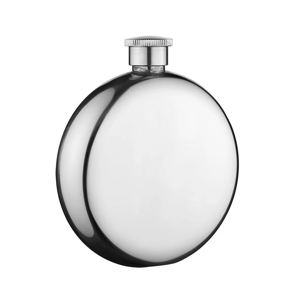 Round Stainless Wine Whisky Steel Flask, custom water bottle with logo imprint 1