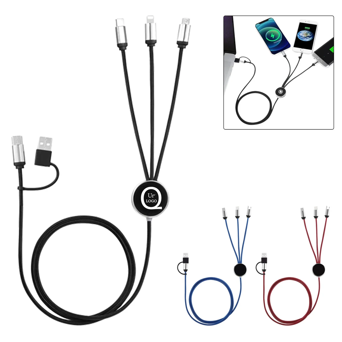 47.24 Inch 3 In 1 Charging Cable Compatible For Iphone 1