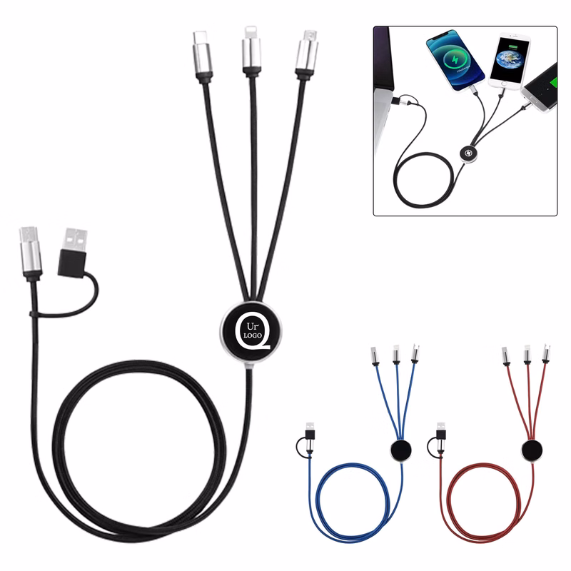 47.24 Inch 3 In 1 Charging Cable Compatible For Iphone