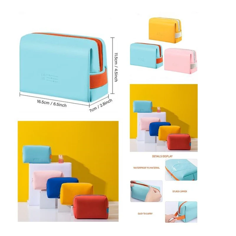 Waterproof PU Leather Cosmetic Pouch Bag for Women 1