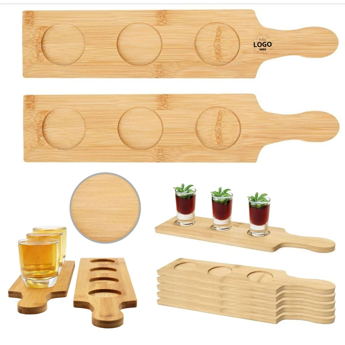 Custom Bamboo Wine Serving Display Rack Flight Paddle Board 1