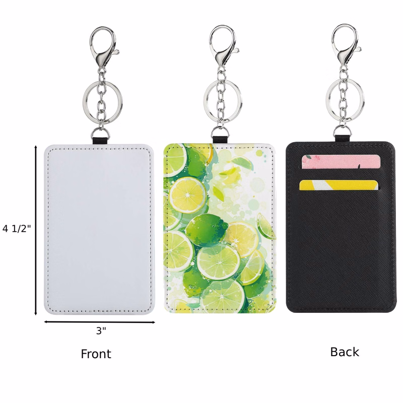 Full Color PU Leather Card Holder W/ Keychain