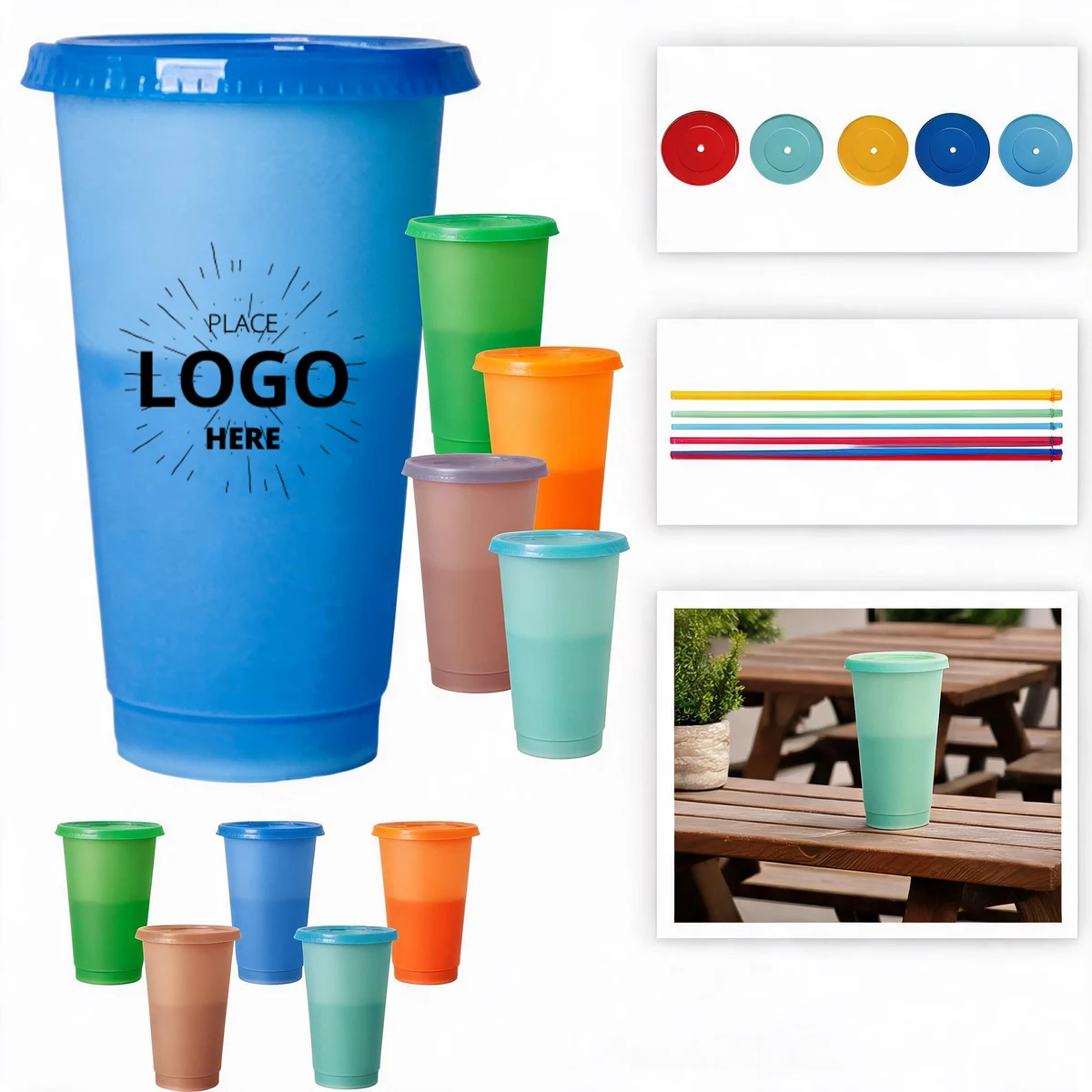 24oz Reusable Color Changing Cups With Lids And Straws 1