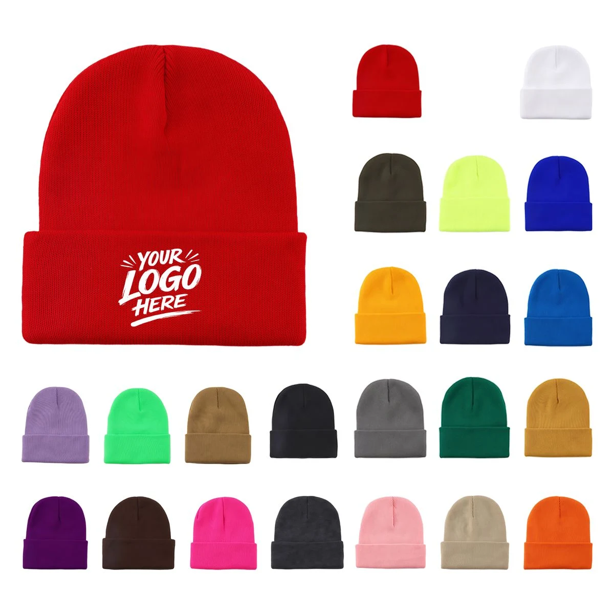 Cuffed Acrylic Knit Beanie Winter Warm Stretch Hat 1